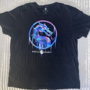 Mortal Kombat Video Game Frozen Dragon Logo Sub Zero Black Tshirt Size 2XL